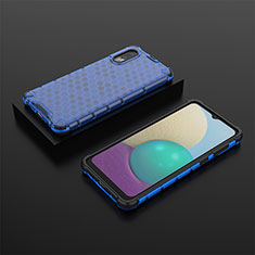 Silicone Transparent Frame Case Cover 360 Degrees AM1 for Samsung Galaxy M02 Blue