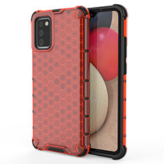Silicone Transparent Frame Case Cover 360 Degrees AM1 for Samsung Galaxy M02s Red