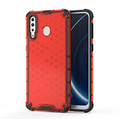 Silicone Transparent Frame Case Cover 360 Degrees AM1 for Samsung Galaxy M30 Red