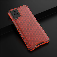 Silicone Transparent Frame Case Cover 360 Degrees AM1 for Vivo iQOO 7 5G Red