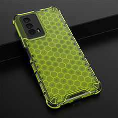 Silicone Transparent Frame Case Cover 360 Degrees AM1 for Vivo iQOO Z5 5G Green