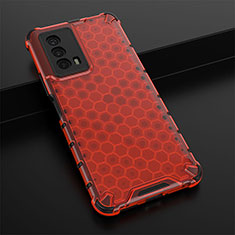 Silicone Transparent Frame Case Cover 360 Degrees AM1 for Vivo iQOO Z5 5G Red