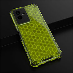 Silicone Transparent Frame Case Cover 360 Degrees AM1 for Vivo iQOO Z6x Green