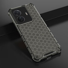 Silicone Transparent Frame Case Cover 360 Degrees AM1 for Vivo T1 5G Black