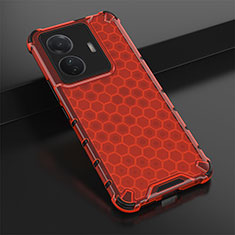 Silicone Transparent Frame Case Cover 360 Degrees AM1 for Vivo T1 Pro 5G Red