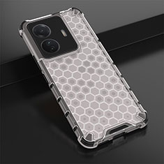 Silicone Transparent Frame Case Cover 360 Degrees AM1 for Vivo T1 Pro 5G White