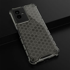 Silicone Transparent Frame Case Cover 360 Degrees AM1 for Vivo T2x 5G Black