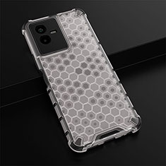 Silicone Transparent Frame Case Cover 360 Degrees AM1 for Vivo T2x 5G White