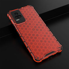 Silicone Transparent Frame Case Cover 360 Degrees AM1 for Vivo V21e 4G Red