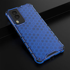 Silicone Transparent Frame Case Cover 360 Degrees AM1 for Vivo V21e 5G Blue