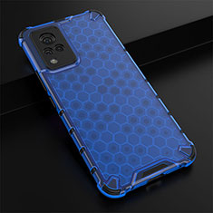 Silicone Transparent Frame Case Cover 360 Degrees AM1 for Vivo V21s 5G Blue