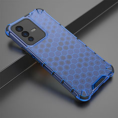 Silicone Transparent Frame Case Cover 360 Degrees AM1 for Vivo V23 5G Blue