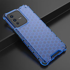 Silicone Transparent Frame Case Cover 360 Degrees AM1 for Vivo V23 Pro 5G Blue