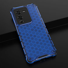 Silicone Transparent Frame Case Cover 360 Degrees AM1 for Vivo V25 Pro 5G Blue