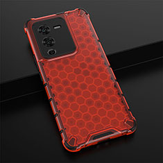 Silicone Transparent Frame Case Cover 360 Degrees AM1 for Vivo V25 Pro 5G Red