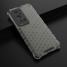 Silicone Transparent Frame Case Cover 360 Degrees AM1 for Vivo X60 Pro+ Plus 5G Black