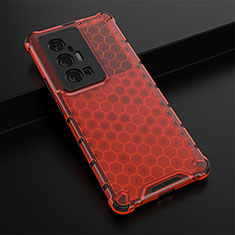 Silicone Transparent Frame Case Cover 360 Degrees AM1 for Vivo X70 Pro+ Plus 5G Red