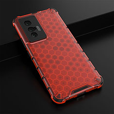 Silicone Transparent Frame Case Cover 360 Degrees AM1 for Vivo X70t Red