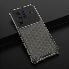 Silicone Transparent Frame Case Cover 360 Degrees AM1 for Vivo X80 Pro 5G Black