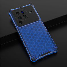 Silicone Transparent Frame Case Cover 360 Degrees AM1 for Vivo X80 Pro 5G Blue