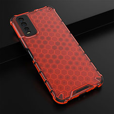 Silicone Transparent Frame Case Cover 360 Degrees AM1 for Vivo Y12A Red