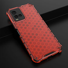 Silicone Transparent Frame Case Cover 360 Degrees AM1 for Vivo Y21G Red