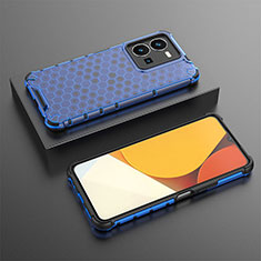 Silicone Transparent Frame Case Cover 360 Degrees AM1 for Vivo Y35 4G Blue