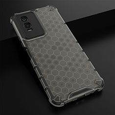 Silicone Transparent Frame Case Cover 360 Degrees AM1 for Vivo Y74s 5G Black