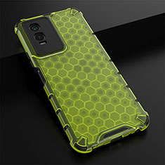 Silicone Transparent Frame Case Cover 360 Degrees AM1 for Vivo Y76s 5G Green