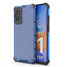 Silicone Transparent Frame Case Cover 360 Degrees AM1 for Xiaomi Redmi 11 Prime 4G Blue
