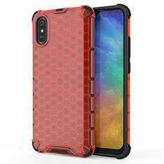 Silicone Transparent Frame Case Cover 360 Degrees AM1 for Xiaomi Redmi 9AT Red