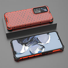 Silicone Transparent Frame Case Cover 360 Degrees AM1 for Xiaomi Redmi K50 Ultra 5G Red