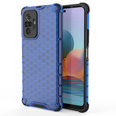 Silicone Transparent Frame Case Cover 360 Degrees AM1 for Xiaomi Redmi Note 10 Pro 4G Blue