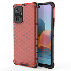 Silicone Transparent Frame Case Cover 360 Degrees AM1 for Xiaomi Redmi Note 10 Pro 4G Red