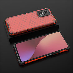 Silicone Transparent Frame Case Cover 360 Degrees AM1 for Xiaomi Redmi Note 11T Pro 5G Red