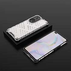 Silicone Transparent Frame Case Cover 360 Degrees AM2 for Huawei Honor 50 Pro 5G White