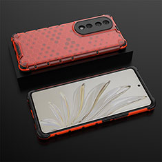 Silicone Transparent Frame Case Cover 360 Degrees AM2 for Huawei Honor 70 Pro 5G Red