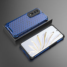 Silicone Transparent Frame Case Cover 360 Degrees AM2 for Huawei Honor 80 Pro 5G Blue