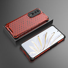 Silicone Transparent Frame Case Cover 360 Degrees AM2 for Huawei Honor 80 Pro 5G Red