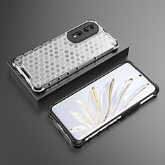 Silicone Transparent Frame Case Cover 360 Degrees AM2 for Huawei Honor 80 Pro Flat 5G White