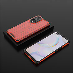 Silicone Transparent Frame Case Cover 360 Degrees AM2 for Huawei Nova 9 Pro Red