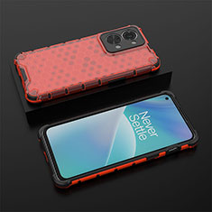 Silicone Transparent Frame Case Cover 360 Degrees AM2 for OnePlus Nord 2T 5G Red