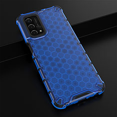 Silicone Transparent Frame Case Cover 360 Degrees AM2 for Oppo A74 5G Blue