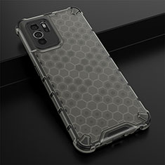 Silicone Transparent Frame Case Cover 360 Degrees AM2 for Oppo Reno6 Z 5G Black