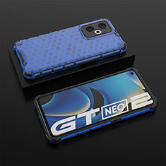 Silicone Transparent Frame Case Cover 360 Degrees AM2 for Realme GT Neo2 5G Blue