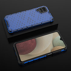 Silicone Transparent Frame Case Cover 360 Degrees AM2 for Samsung Galaxy A12 Nacho Blue