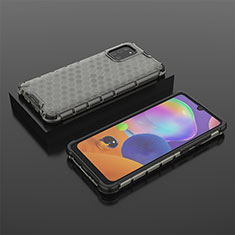 Silicone Transparent Frame Case Cover 360 Degrees AM2 for Samsung Galaxy A31 Black