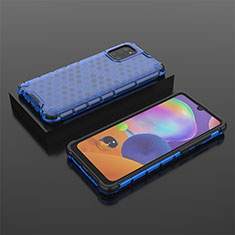 Silicone Transparent Frame Case Cover 360 Degrees AM2 for Samsung Galaxy A31 Blue