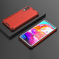 Silicone Transparent Frame Case Cover 360 Degrees AM2 for Samsung Galaxy A70 Red