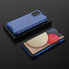 Silicone Transparent Frame Case Cover 360 Degrees AM2 for Samsung Galaxy M02s Blue